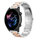 Strap-it Bracelet acier Amazfit GTR 3 (argent/or rose)
