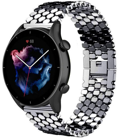 Strap-it Strap-it Bracelet acier poisson Amazfit GTR 3 (Pro) (noir)