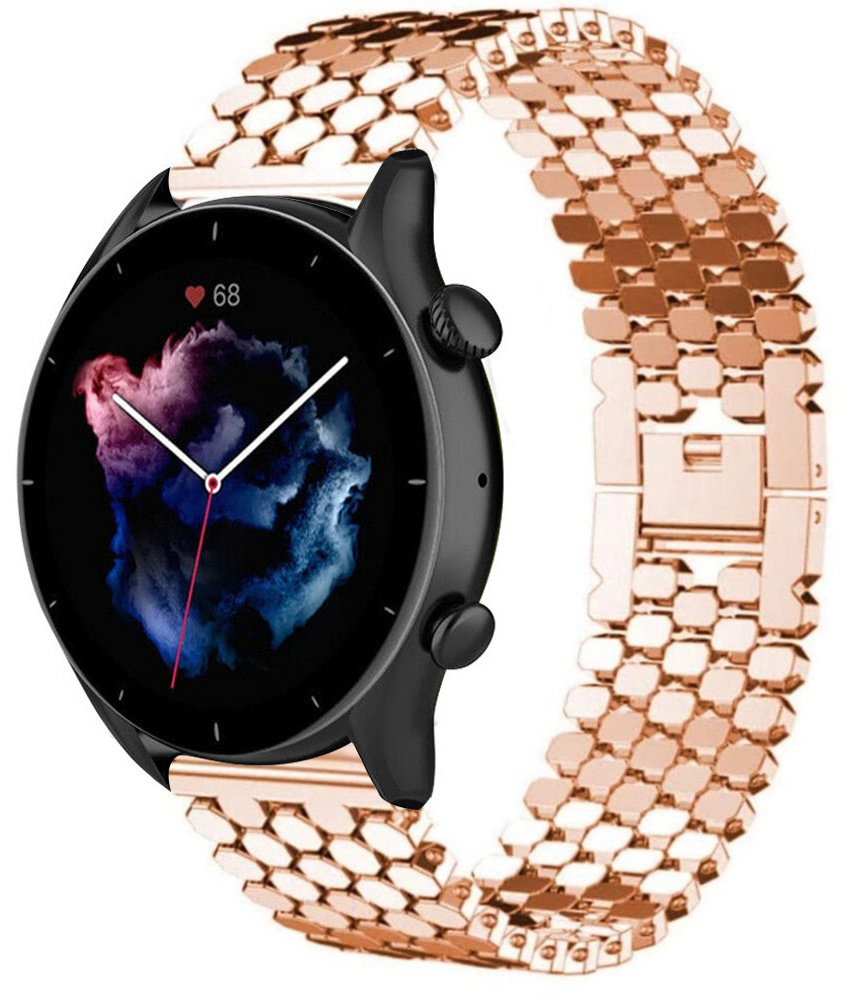 Strap-it Strap-it Bracelet acier poisson Amazfit GTR 3 (Pro) (or rose)