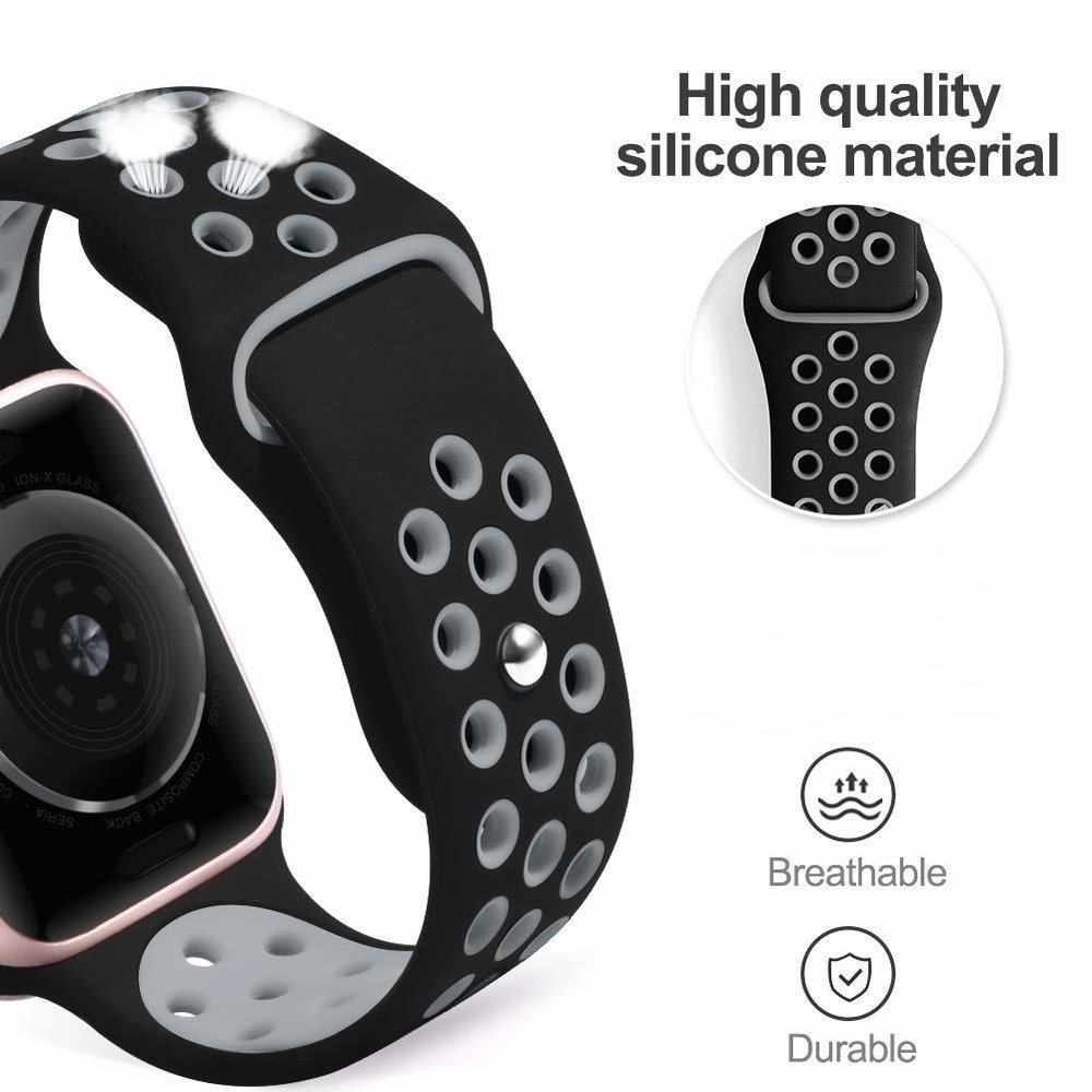 Strap-it Strap-it Bracelet sport Apple Watch 8 (noir/gris)