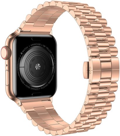 Strap-it Strap-it Bracelet acier présidentiel Apple Watch 8 (or rose)