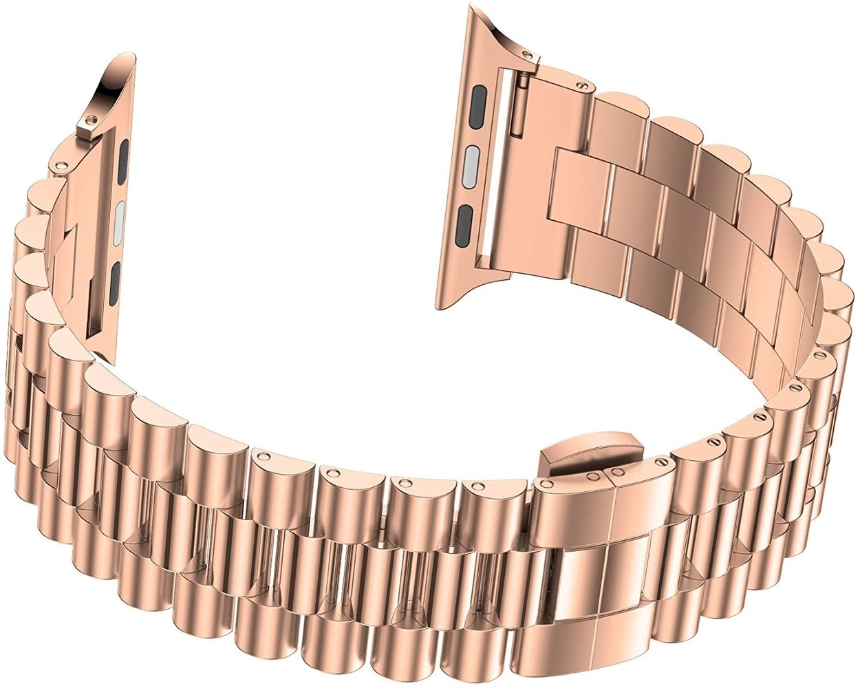 Strap-it Strap-it Bracelet acier présidentiel Apple Watch 8 (or rose)