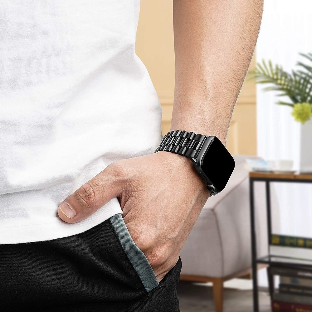 Strap-it Strap-it Bracelet acier présidentiel Apple Watch 8 (noir)