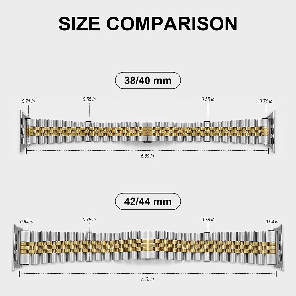 Strap-it Strap-it Bracelet acier Jubilee Apple Watch 8 (argent/or) Strap-it Strap-it Bracelet acier Jubilee Apple Watch 8 (argent/or)