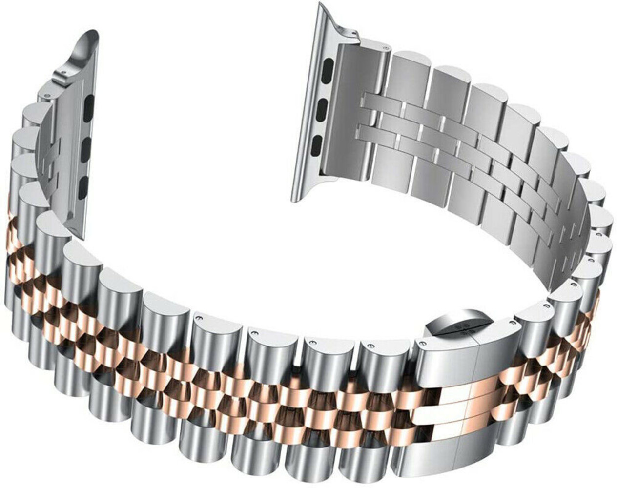 Strap-it Strap-it Bracelet acier Jubilee Apple Watch 8 (argent/ or rose)