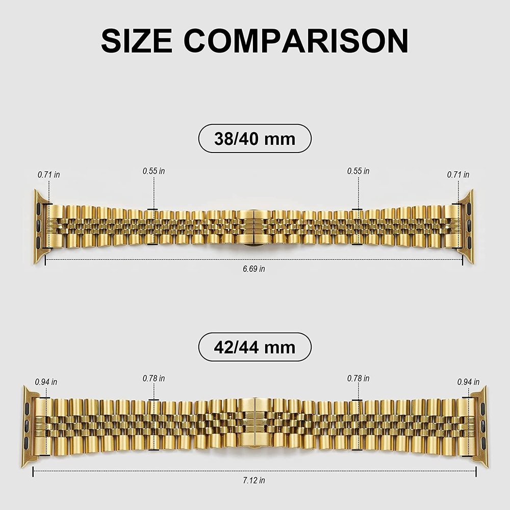 Strap-it Strap-it Bracelet acier Jubilee Apple Watch 8 (or) Strap-it Strap-it Bracelet acier Jubilee Apple Watch 8 (or)