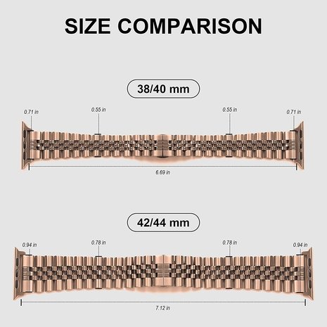 Strap-it Strap-it Bracelet acier Jubilee Apple Watch 8 (or rose) Strap-it Strap-it Bracelet acier Jubilee Apple Watch 8 (or rose)