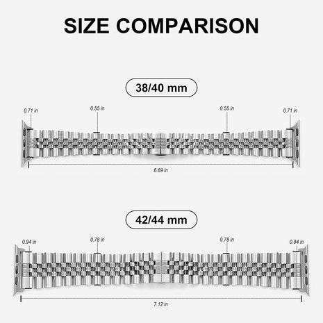 Strap-it Strap-it Bracelet acier Jubilee Apple Watch 8 (argent) Strap-it Strap-it Bracelet acier Jubilee Apple Watch 8 (argent)