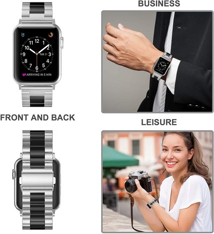 Strap-it Strap-it Bracelet acier Apple Watch 8 (argent/noir) Strap-it Strap-it Bracelet acier Apple Watch 8 (argent/noir)