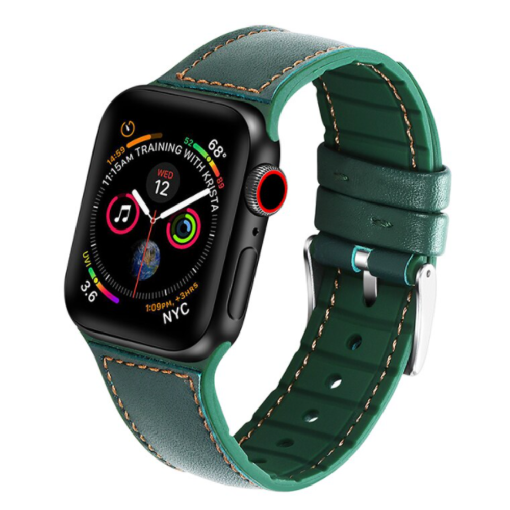 Bracelet cuir Apple Watch 8 (vert) Braceletsmartwatch.fr