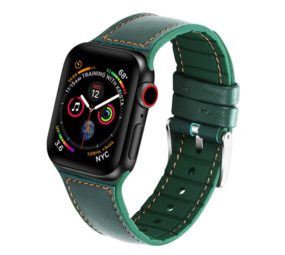 Strap-it Bracelet cuir Apple Watch 8 (vert)