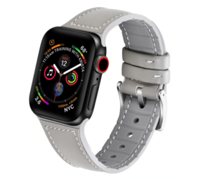 Strap-it Bracelet cuir Apple Watch 8 (blanc/gris) Strap-it Bracelet cuir Apple Watch 8 (blanc/gris)