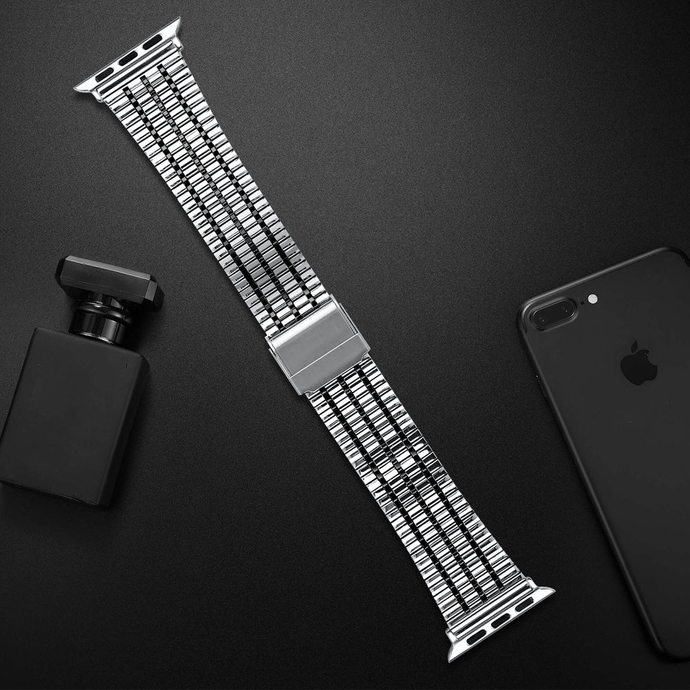 Strap-it Strap-it Bracelet acier inoxydable Apple Watch 8 (argent/noir)