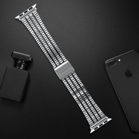 Strap-it Strap-it Bracelet acier inoxydable Apple Watch 8 (argent/noir)