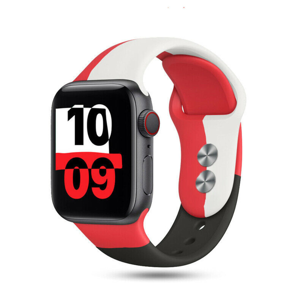 Strap-it Strap-it Bracelet triple sport Apple Watch 8 (rouge-blanc-noir)
