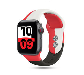 Strap-it Bracelet triple sport Apple Watch 8 (rouge-blanc-noir)