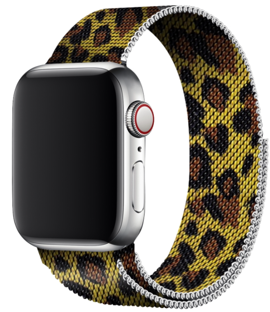 Strap-it Strap-it Bracelet Milanais Apple Watch 8 (imprimé léopard)