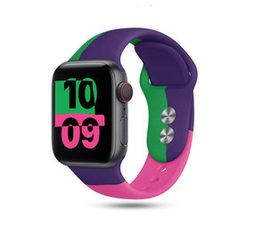 Strap-it Bracelet triple sport Apple Watch 8 (violet-vert-rose)