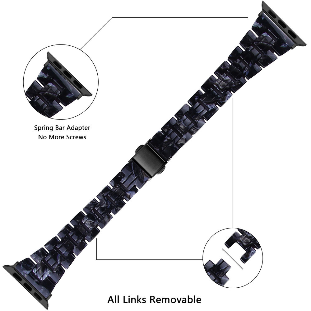 Strap-it Strap-it Bracelet résine Apple Watch 8 (noir/blanc)