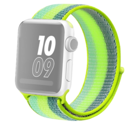 Strap-it Bracelet nylon Apple Watch 8 (vert/jaune)