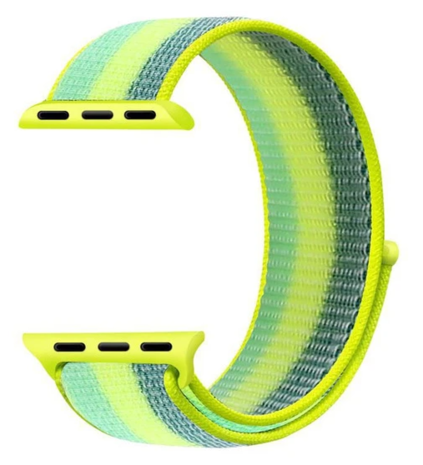 Strap-it Strap-it Bracelet nylon Apple Watch 8 (vert/jaune)