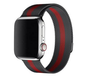 Strap-it Bracelet Milanais Apple Watch 8 (noir/rouge)