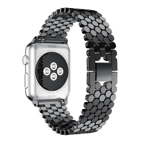 Strap-it Strap-it Bracelet acier poisson Apple Watch 8 (noir)