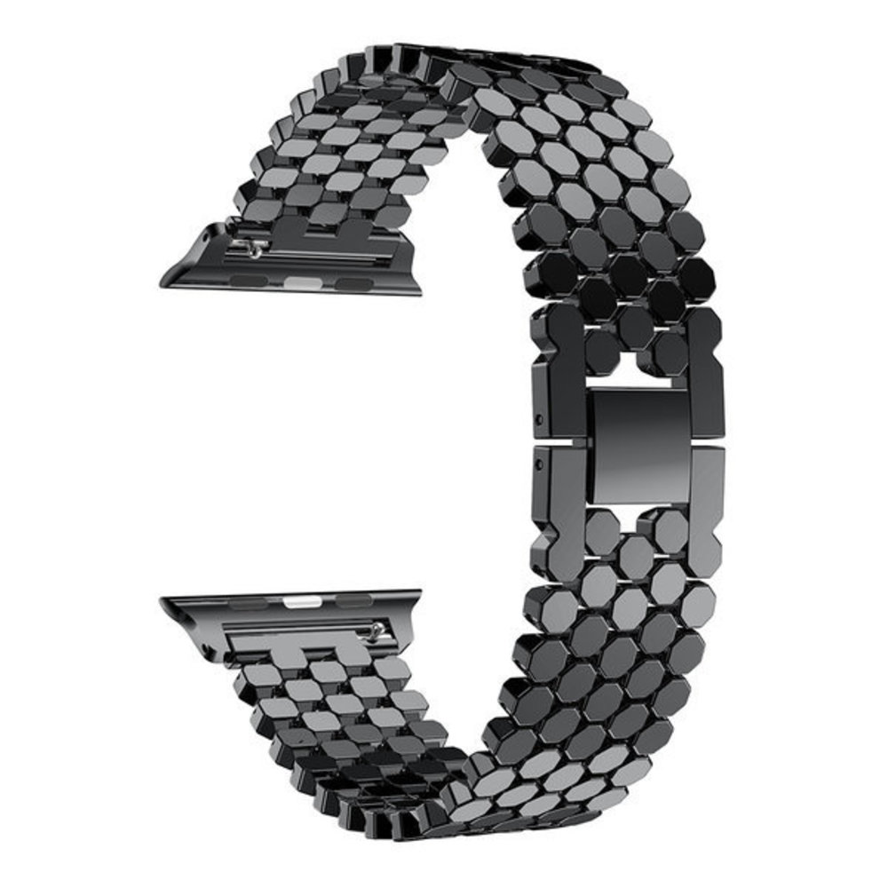 Strap-it Strap-it Bracelet acier poisson Apple Watch 8 (noir)