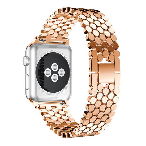 Strap-it Strap-it Bracelet acier poisson Apple Watch 8 (or rose)