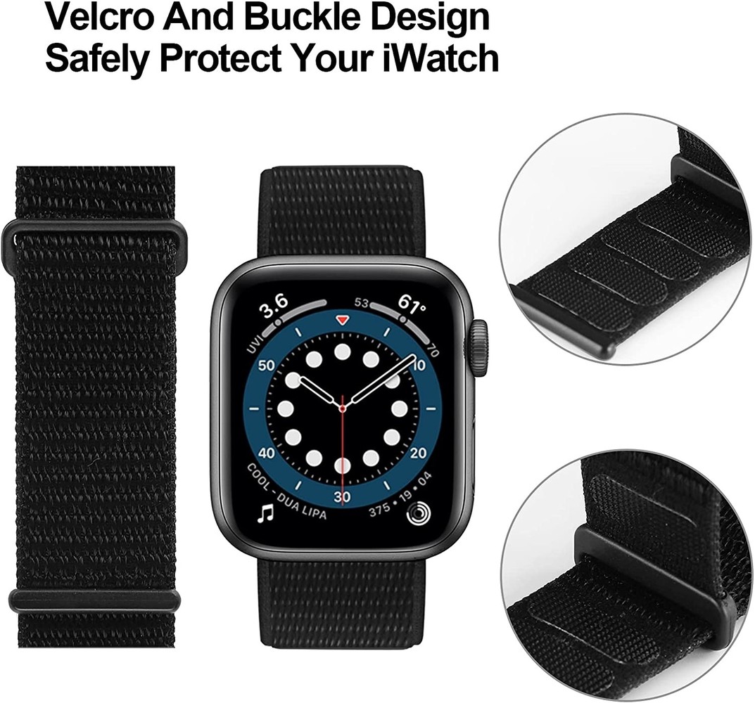 Strap-it Strap-it Bracelet Apple Watch 8 nylon (noir) Strap-it Strap-it Bracelet Apple Watch 8 nylon (noir)