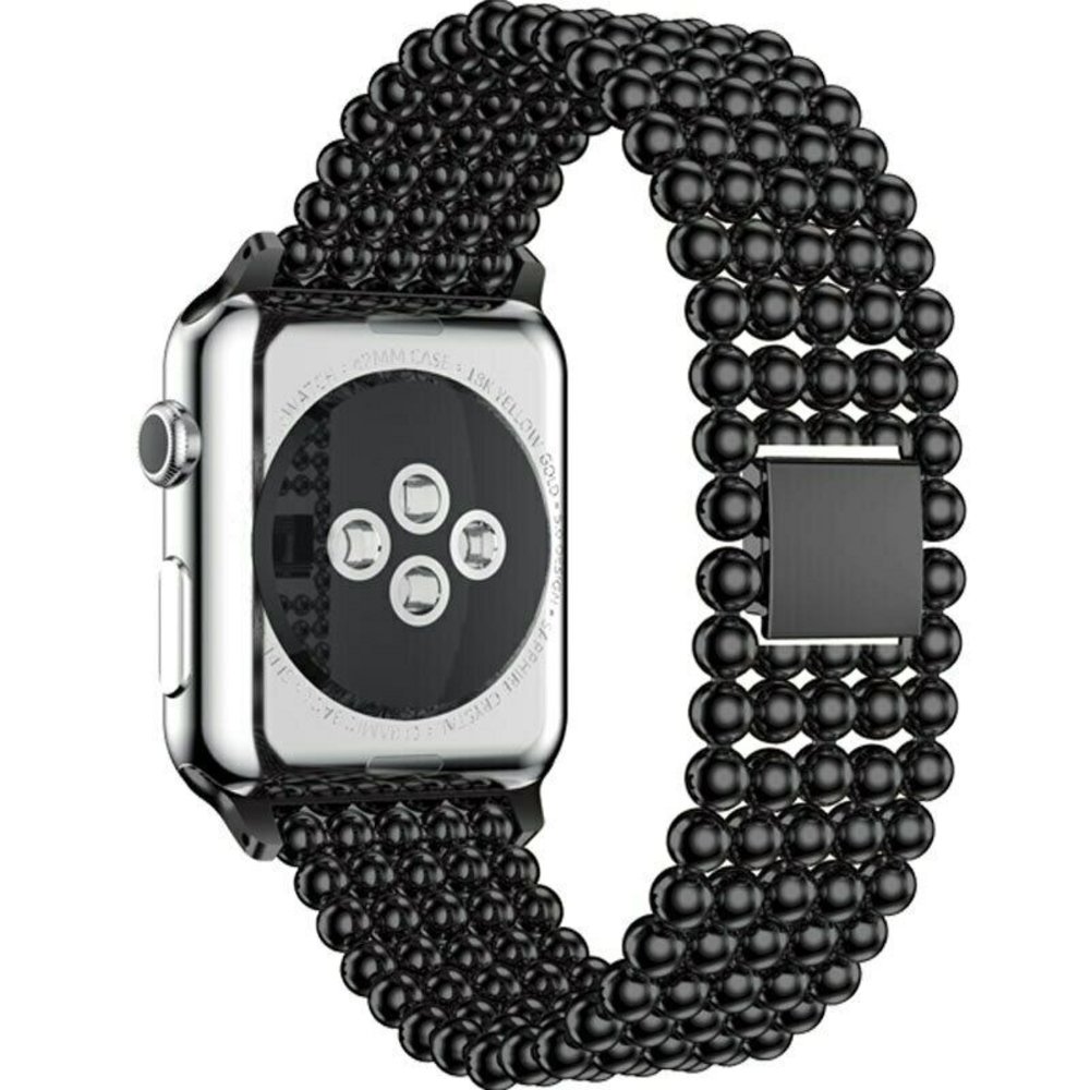 Strap-it Strap-it Bracelet acier perles Apple Watch 8 (noir)