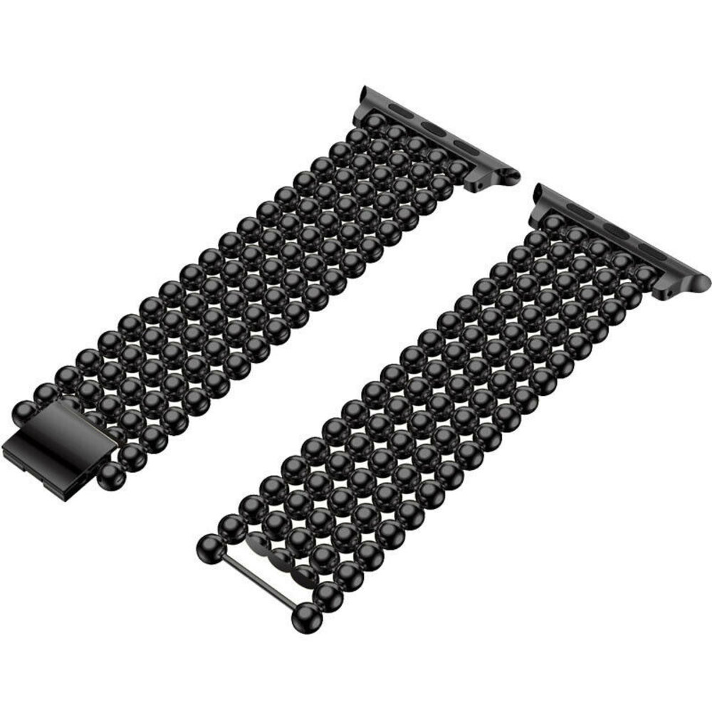 Strap-it Strap-it Bracelet acier perles Apple Watch 8 (noir)