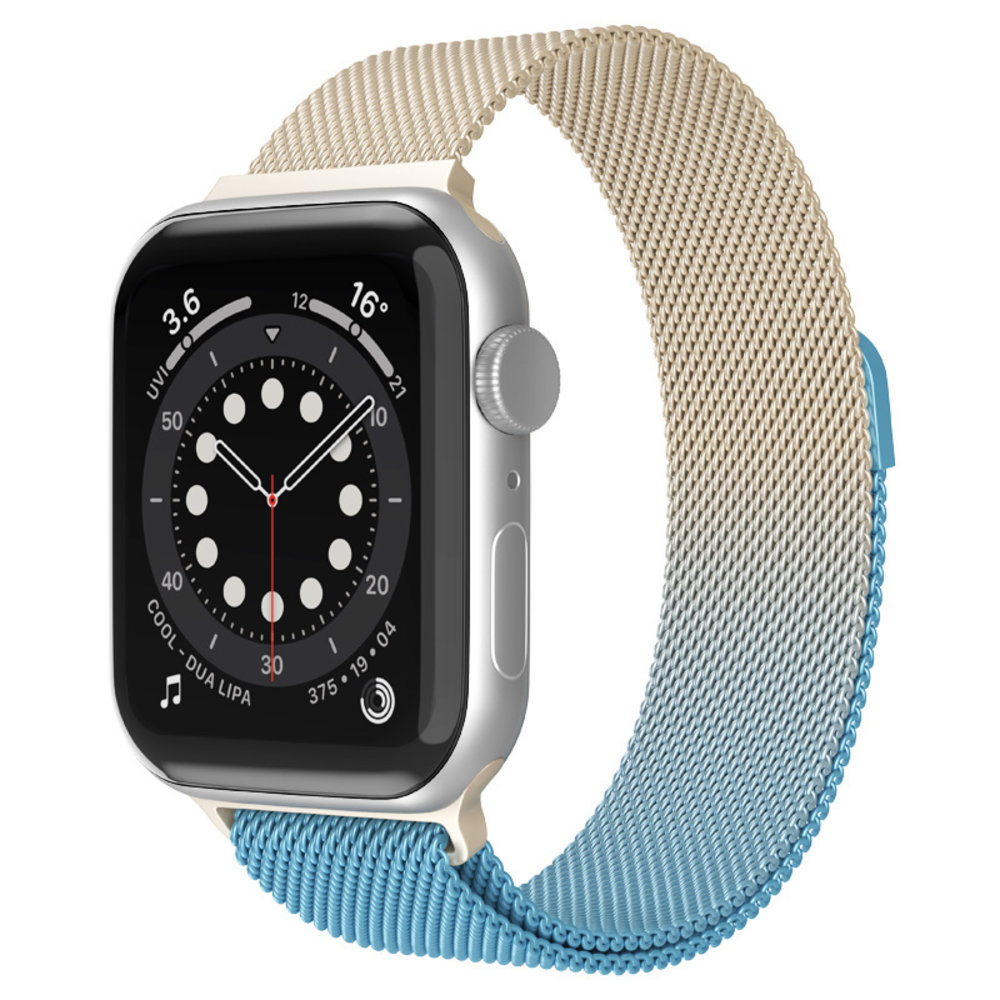 Strap-it Strap-it Bracelet Milanais Apple Watch 8 (or/bleu)