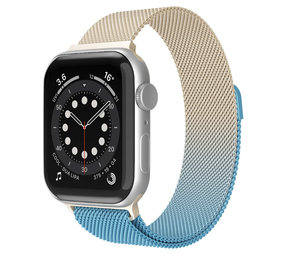 Strap-it Bracelet Milanais Apple Watch 8 (or/bleu)