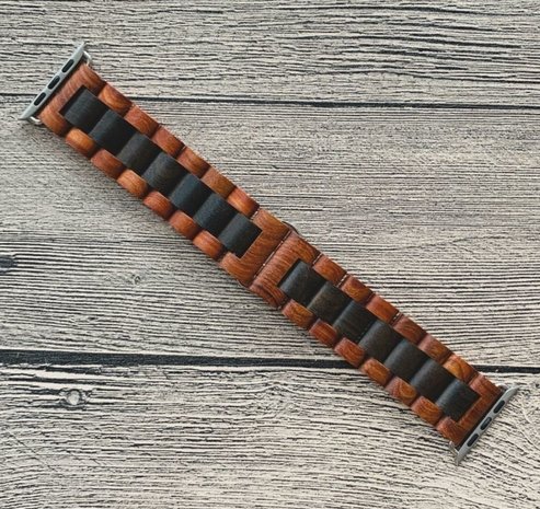 Strap-it Strap-it Bracelet bois Apple Watch 8 (marron rouge/noir)