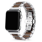 Strap-it Strap-it Bracelet acier/bois Apple Watch 8 (argent/marron)