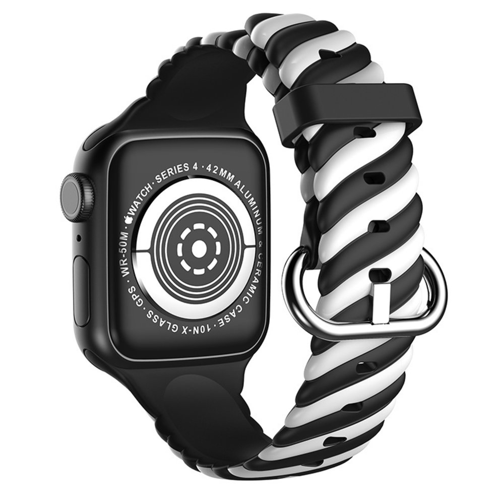 Strap-it Strap-it Bracelet twisted silicone Apple Watch 8 (noir/blanc)