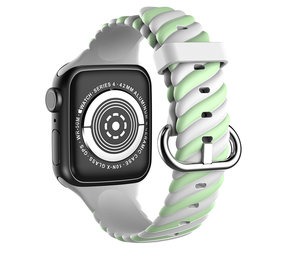 Strap-it Bracelet twisted silicone Apple Watch 8 (blanc/vert)