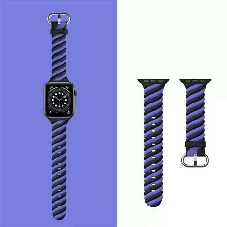 Strap-it Strap-it Bracelet twisted silicone Apple Watch 8 (noir/ bleu)