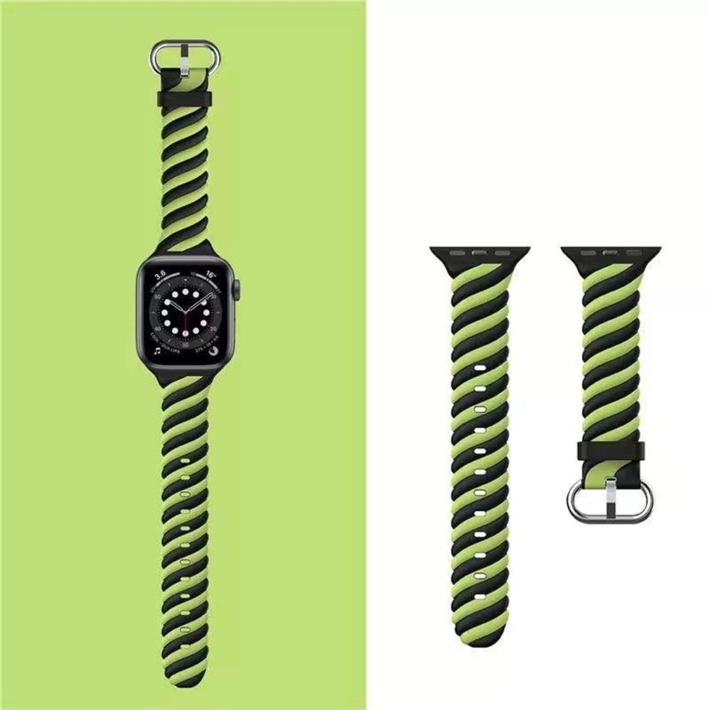 Strap-it Strap-it Bracelet twisted silicone Apple Watch 8 (noir/jaune)