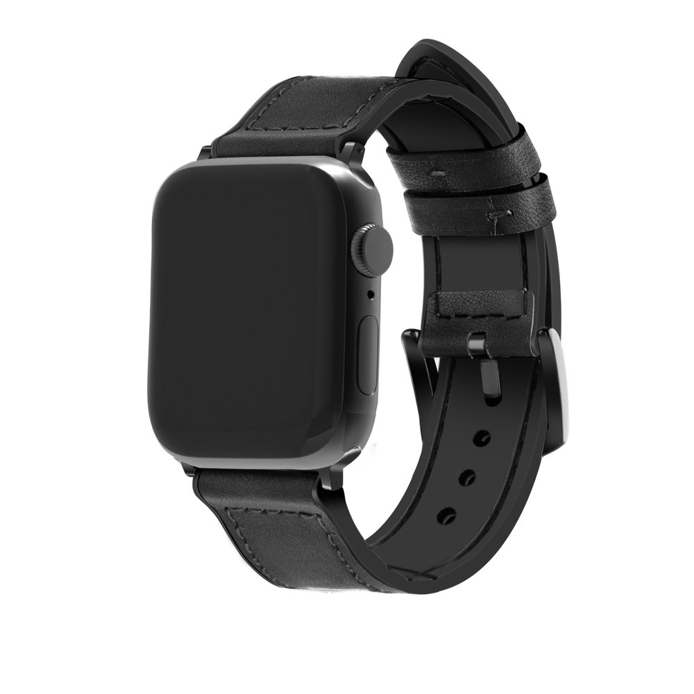 Strap-it Strap-it Bracelet boucle hybride cuir Apple Watch 8 (noir)