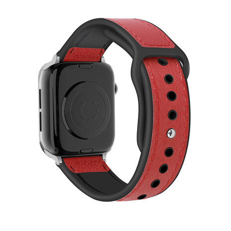 Strap-it Strap-it Bracelet hybride cuir Apple Watch 8 (rouge)