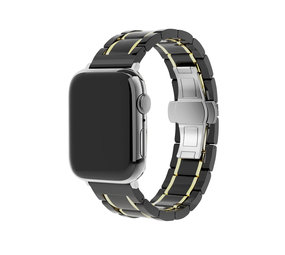 Strap-it Bracelet acier céramique Apple Watch 8 (noir/or)