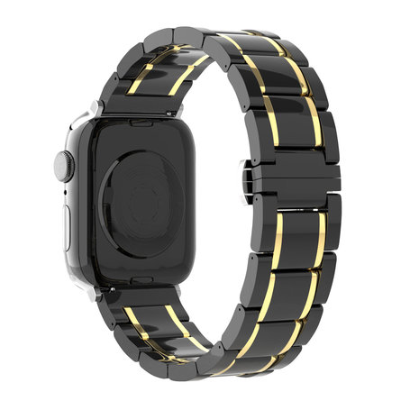 Strap-it Strap-it Bracelet acier céramique Apple Watch 8 (noir/or)
