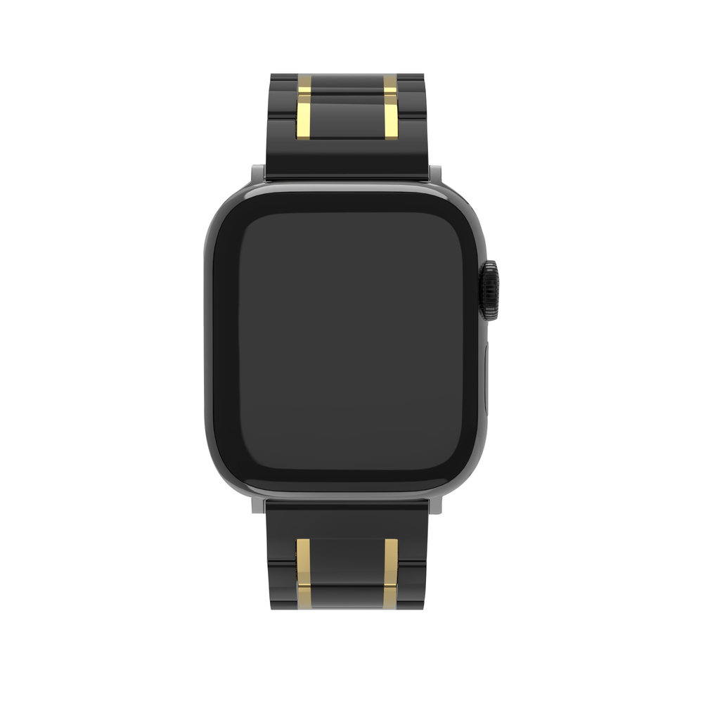 Strap-it Strap-it Bracelet acier céramique Apple Watch 8 (noir/or)