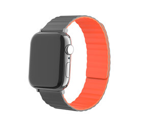 Strap-it Bracelet silicone magnétique Apple Watch 8 (gris/orange)