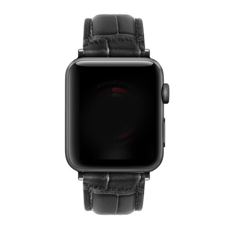 Strap-it Strap-it Bracelet cuir motif crocodile Apple Watch 8 (noire)