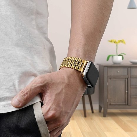 Strap-it Strap-it Bracelet acier présidentiel Apple Watch Ultra (or)