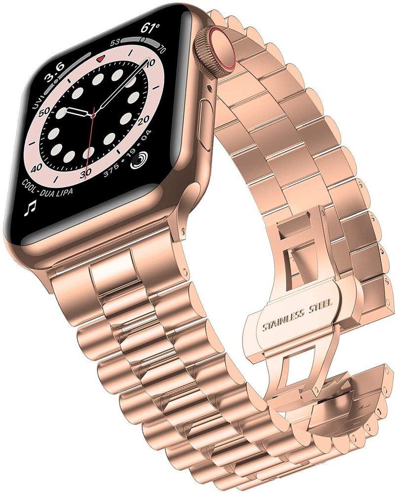 Strap-it Strap-it Bracelet acier présidentiel Apple Watch Ultra (or rose)