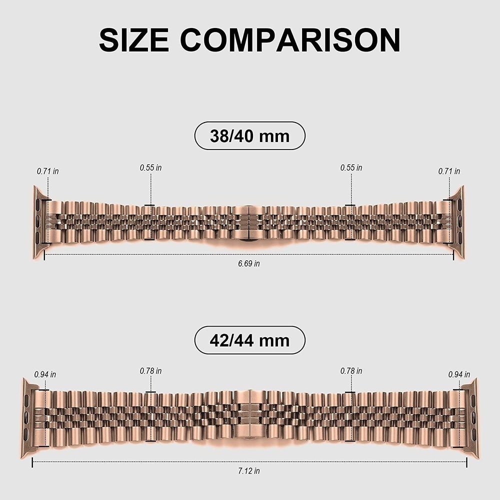 Strap-it Strap-it Bracelet acier Jubilee Apple Watch Ultra (or rose)